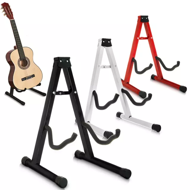 Metal Folding Guitar Stand Electric Music Acoustic Free Standing A Frame Stand