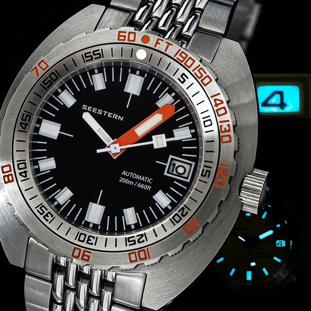Seestern V3 42MM SUB 300T LUME DATE 200m DIVER'S Mens Watch DOX10 BlueGold Stone - Foto 8