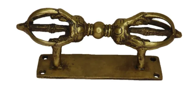 Tibetan Double Dorje Figure Antique Victorian Style Handmade Brass Door Handle