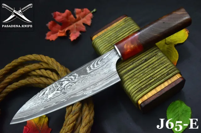 Custom San Mai 12.6"OAL Hand Forged Damascus Steel Chef Knife Handmade (J65-E)