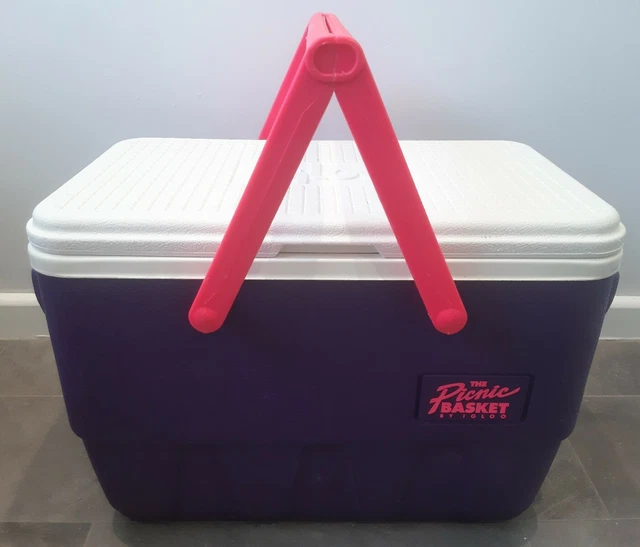 IGLOO 25QT 23lt Purple Retro Picnic Basket Cooler Cool Box Molded