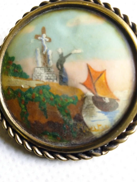 Broche ancienne miniature pour poupée - avec petite photo de