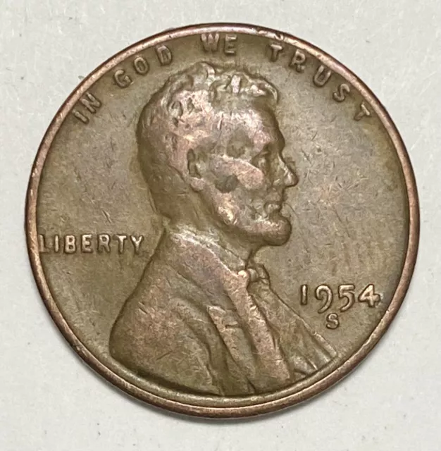 1954 S Lincoln Obverse Wheat Ears Reverse 1 Cent Circulated Coin  4029