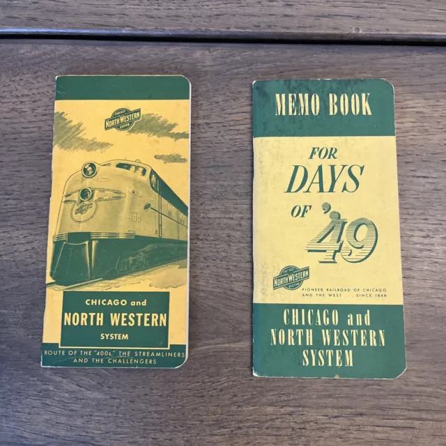 Lot of 2 1944 and 1949 Chicago Northwestern Railroad Calendar Memobook-unused