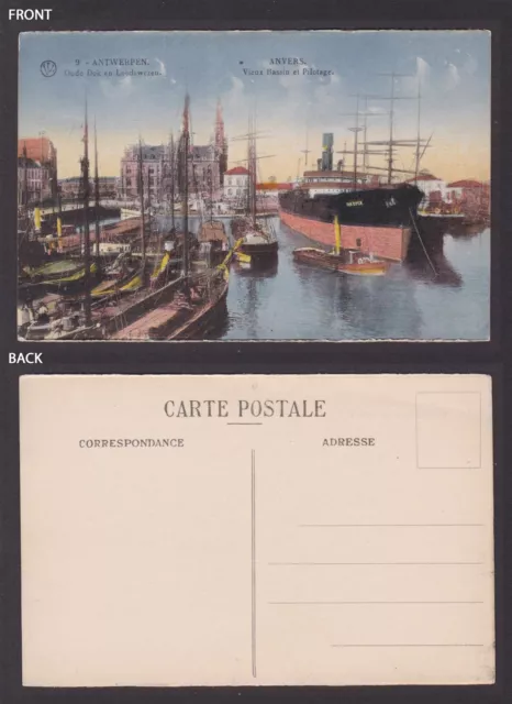 BELGIUM, Vintage postcard, Antwerp, Vieux Bassin et Pilotage
