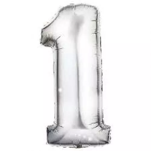 Silver Foil Balloon 1 Number Birthday Age Party Wedding Inflatable Banner Decor