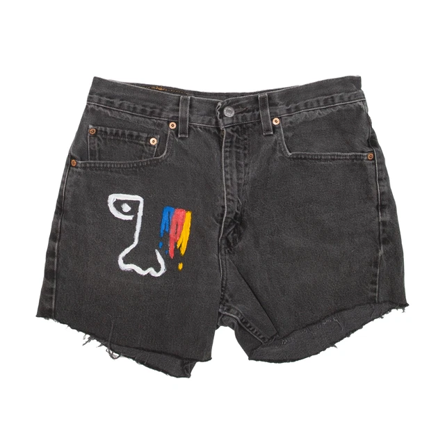 LEVI'S 505 pantaloncini denim personalizzati neri normali donna M W32