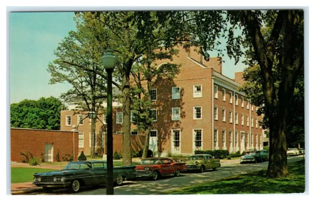 2 Postcards CRAWFORDSVILLE, Indiana IN ~ WABASH COLLEGE Chapel & Library c1960s 2