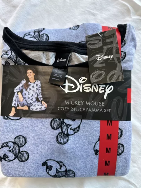 DISNEY Women's blue PJ's  Medium Mickey Mouse Pajamas Cozy 2-Piece Lounge Set NW