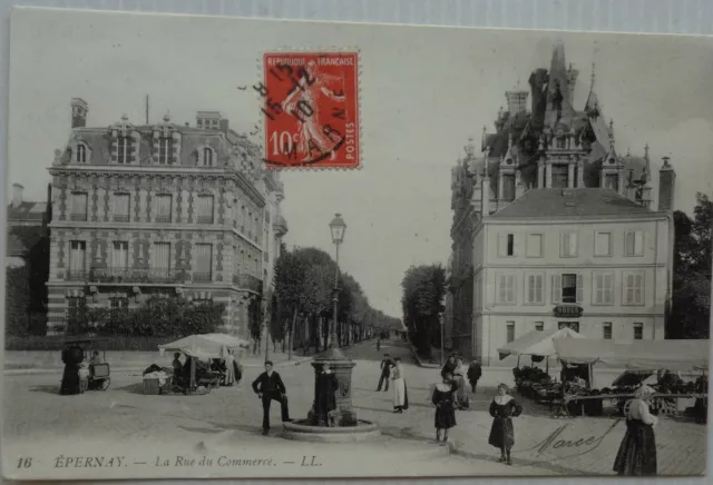 Epernay 51 CPA La Rue Du Commerce Good Condition 1910
