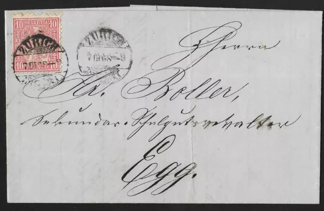 Schweiz Switzerland Suisse Svizzera 1868 Brief Cover Zurich Egg 10 Franco