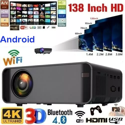 18000Lumen 1080P 3D LED 4K Android Wifi Video Home Theater Projector Cinema HDMI