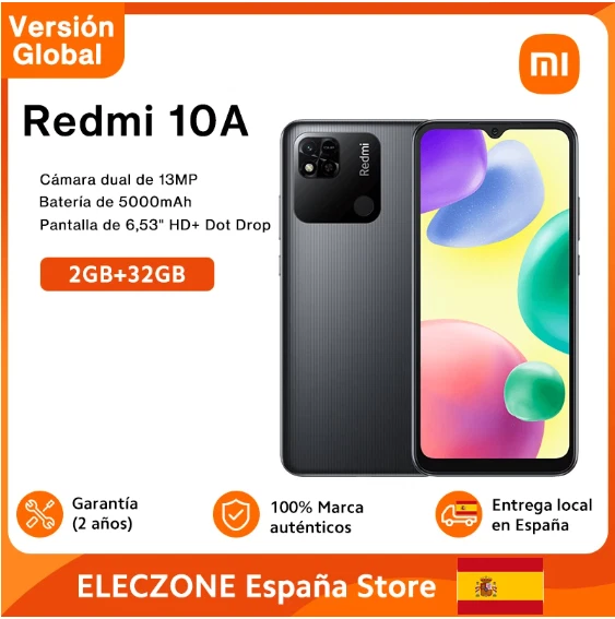 Smartphone Xiaomi Redmi 9AT - 32 Go / 2 Go RAM - Noir - Double SIM Débloqué - Neuf Ouvert