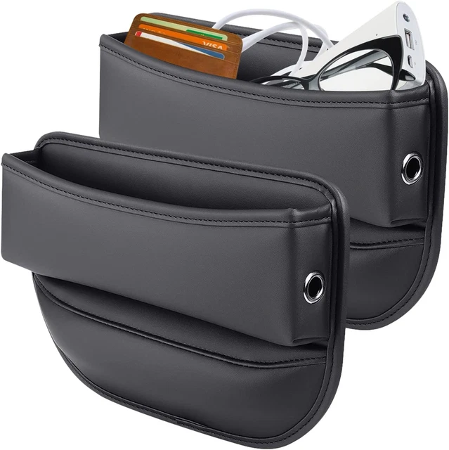 Elegananccy 2 Pack Car Seat Gap Filler, Premium Leather Car Seat Organizer, Univ