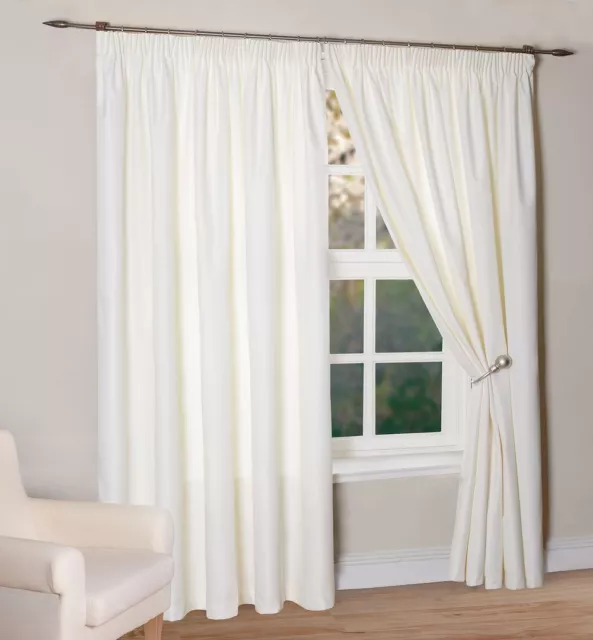 Cream Curtains THERMAL Lined LIGHT REDUCING Curtains - 66" x 54" (167x137cm) 2