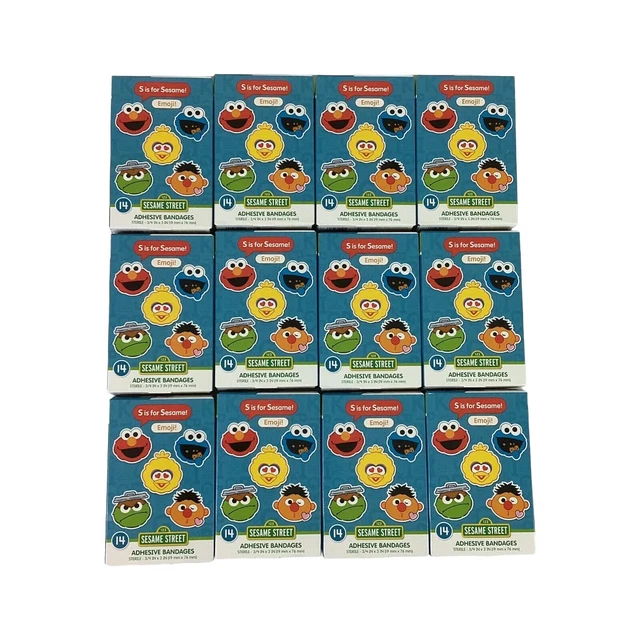 SESAME STREET EMOJI Adhesive Bandages Sterile Bandaids New Lot Of 12