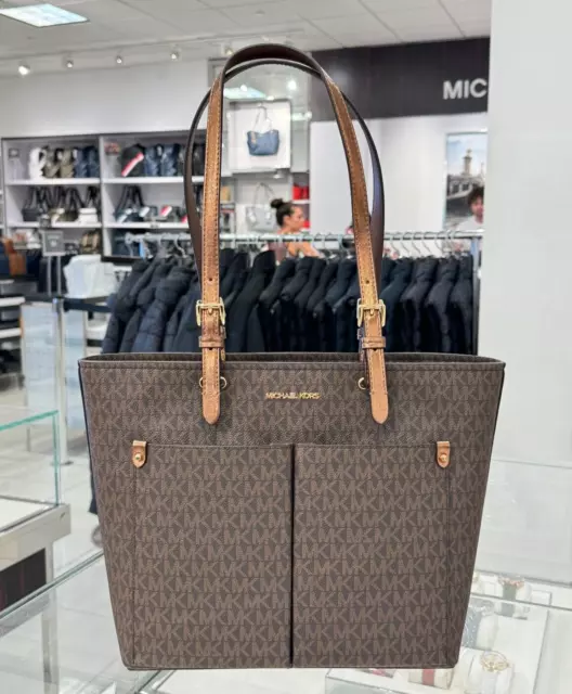 MICHAEL KORS JET Set Travel Md Double Pocket Tote Shoulder Bag Mk