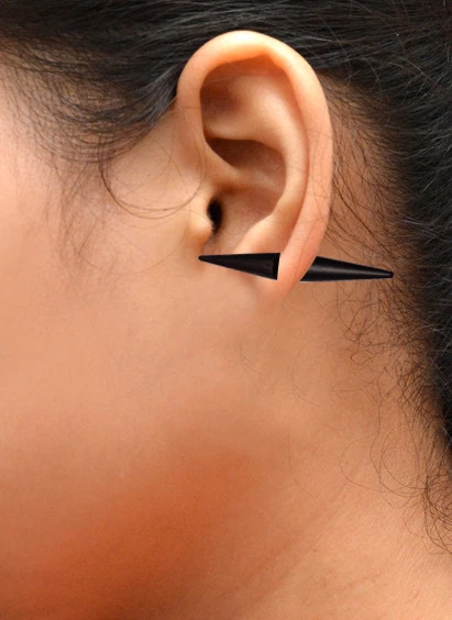 A Pair of Natural Black Wooden USA Coco Faux Plugs Organic Wood Earrings EAR24