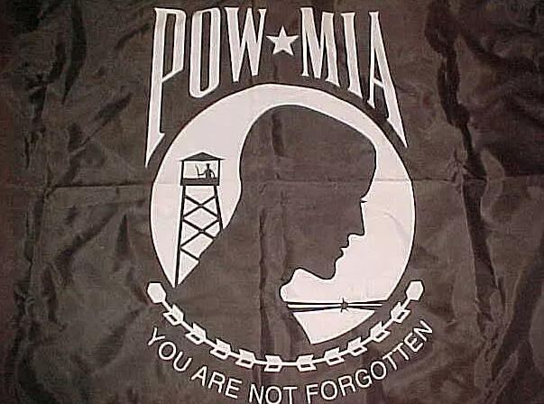 POW MIA Black White War Wall Banner Flag Double-Sided Polyester Hanger 60  x 34