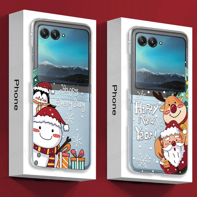 For  Motorola Razr 40 Ultra Christmas Shockproof Clear Hard Folding Case Cover