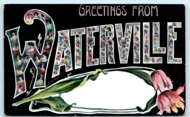 GREETINGS from WATERVILLE, Maine ME ~ Large Letter Ladies 1900s UDB Postcard
