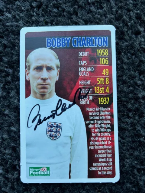 Top Trumps England Legends Bobby Charlton signed card