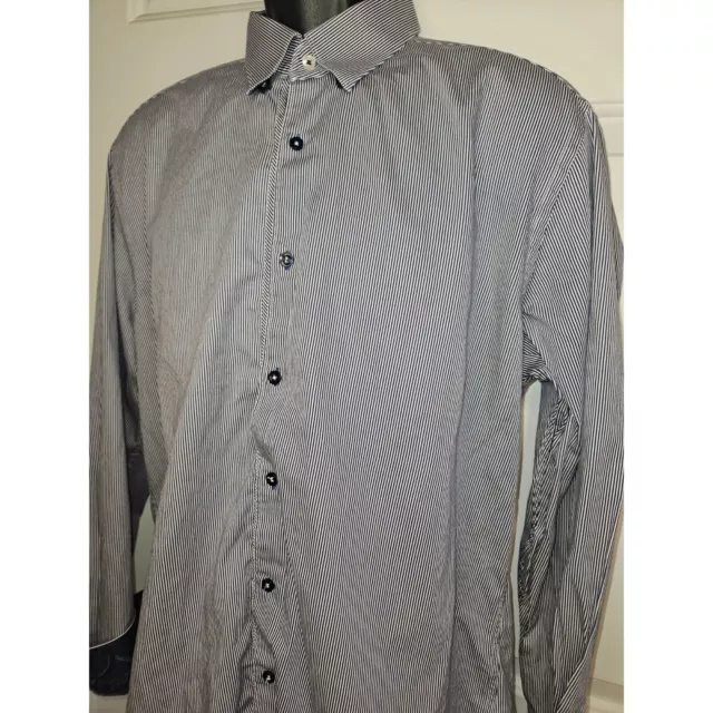 $155 Stone Rose Mens Striped Button-Up Print Shirt 5/XL