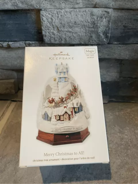 Hallmark "Merry Christmas To All" KeepsakeOrnament Magic Lights Sound NIB