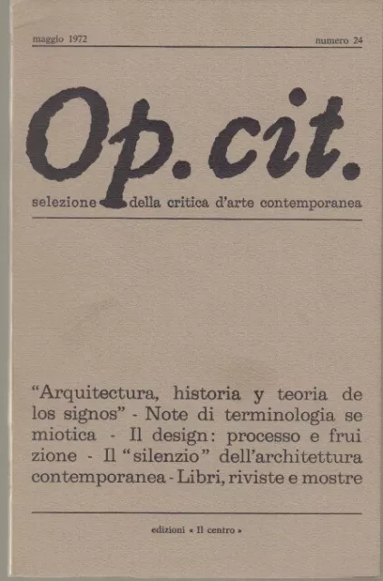 Rivista OP. CIT. n.24 05/1972 Semiotica Design processo fruizione architettura