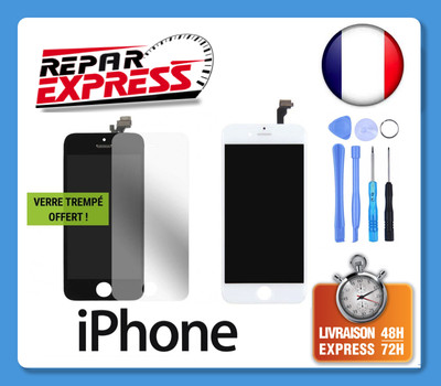Ecran Pour Iphone Vitre Tactile+Lcd 4/5/5C/Se/5S/6/6S/7/8/X/Xs Plus Noir Blanc