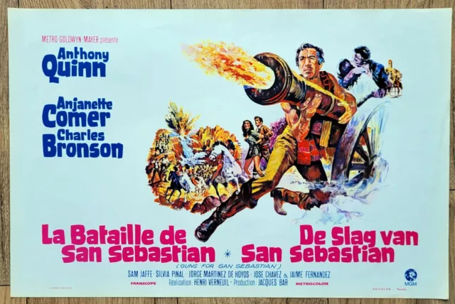 belgian poster western GUNS FOR SAN SEBASTIAN, ANTHONY QUINN, CHARLES BRONSON