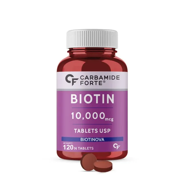 Carbamide Forte Biotine 10,000mg Tablettes pour Hommes & Femmes 120 Comprimés