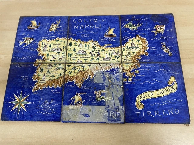 Ceramic colourful Tile Map of naples vintage nice item !