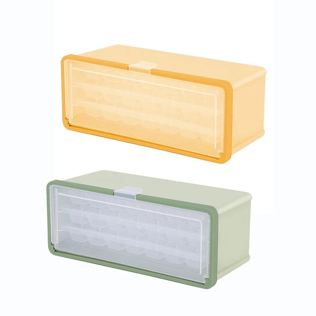 Bandejas de cubitos de hielo con tapa y contenedor moldeador de bolas de hielo 3 bandejas 1 cubo de hielo y cuchara