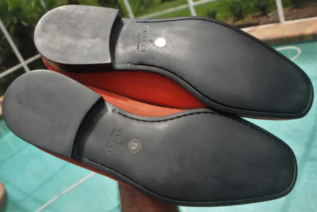 GUCCI Men's  Mila suede  salmon red color  dress shoes loafers  Sze 9.5 .D US