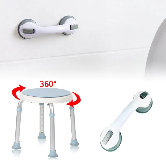 Ayuda de ducha giratoria 360° silla de baño taburete de ducha ayuda de baño ventosa silla de baño ¡EXCELENTE!