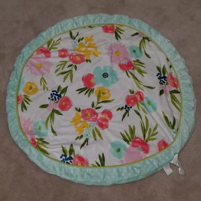 Cloud Island Pink Green Yellow Blue Flowers Fleece Baby Play Mat Pad Tummy Time
