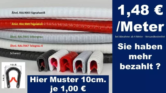 Kederband PVC Kantenschutz Gummi Dicht Klemmprofil Blech Stahleinlage KB  0,8-2
