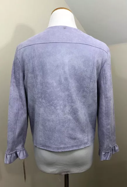 NWT! Nanette Lepore Purple Faux Suede Jacket, Ruffle Detail, Size 8, Orig. $159 3
