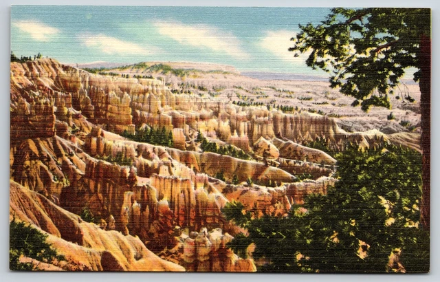 Utah~Bryce Canyon Natl Park~Union Pacific Railroad~Tichnor Vintage Linen PC