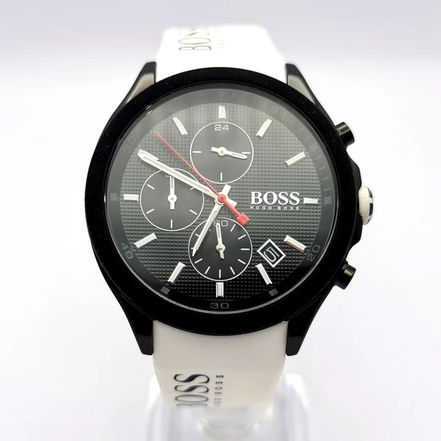 New Genuine Hugo Boss Velocity Hb1513718 Black White Rubber Strap Men's Watch