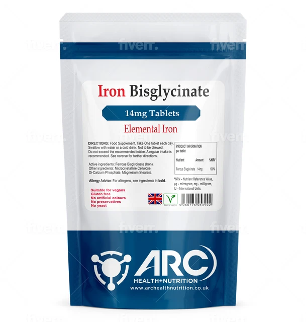 ELEMENTAL IRON BISGLYCINATE 14mg 60 Tablets £3.99 PicClick UK