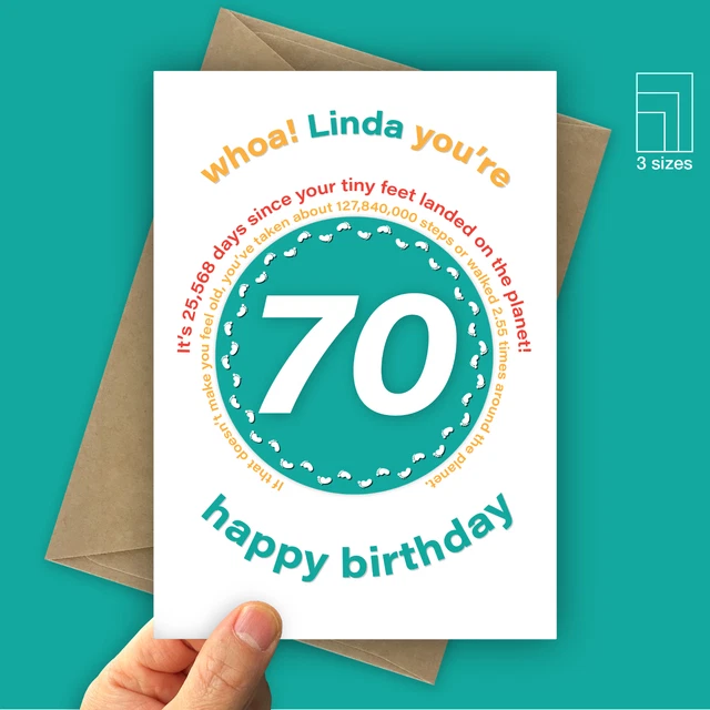 Colourful Bold Floral Numbers Age 70 Birthday Card – The Balloon Works