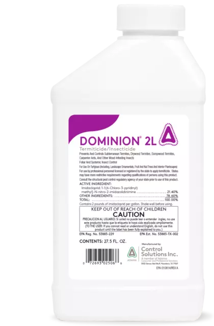 4 Bottles DOMINION 2L Termiticide Insecticide Termite Pest Control Non Repellent