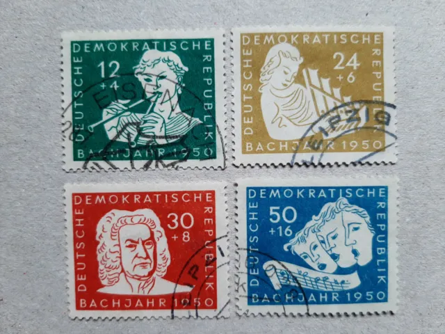 DDR Briefmarken 1950, Mi.-Nr.: 256 - 259, Bachjahr 1950, komplett, gestempelt !