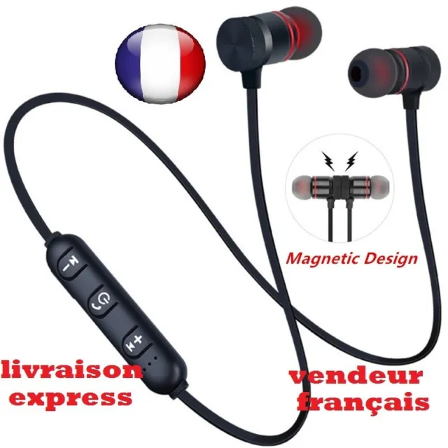 Écouteur casque Bluetooth sport magnétique sans fil stéréo avec micro