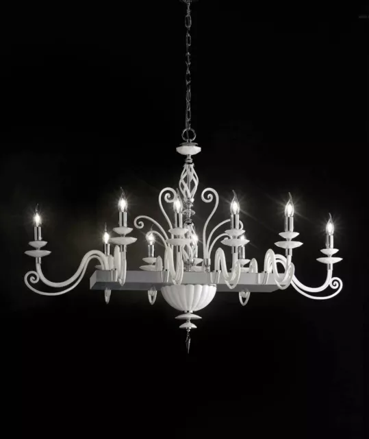 Lampadario contemporaneo lusso cristallo bianco a 10 luci luxury m022 swarovsky