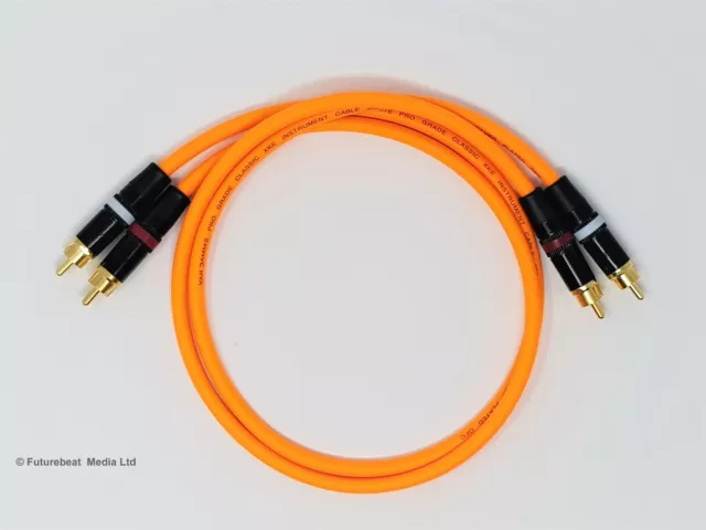 RCA Cables Phono Lead Van Damme Pro Grade Gold Plated Pure OFC Orange 50cm