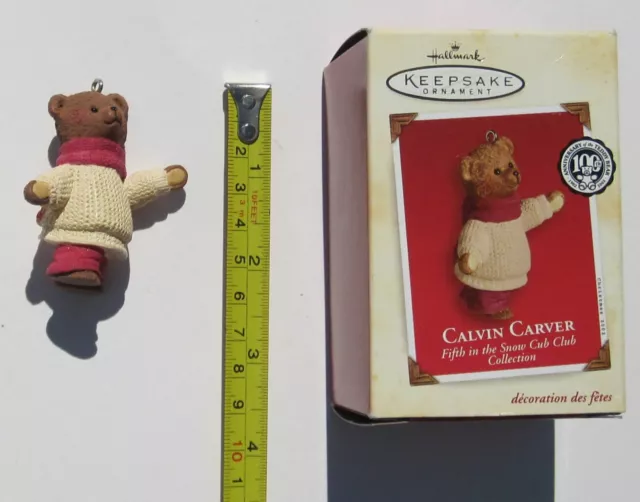 Hallmark Keepsake Calvin Carver Christmas Ornament Teddy Bear Snow Cub in Box