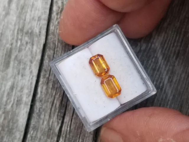 2 piezas de diamante con forma de corte esmeralda naranja para pendientes,...